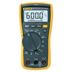 Fluke Electronics FLUKE-117 Digital Multimeter - 600 AC/DCV True-RMS, 10 AC/DCA, Diode, Cap, Res, Cont & Freq w/AutoVolt & VOLCHEK LoZ
