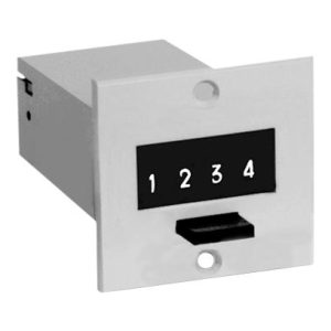 Trumeter 49 Series P9-4904 Electromechanical Totalizer - Panel mount, 12 VDC, push button reset, 10" wire leads